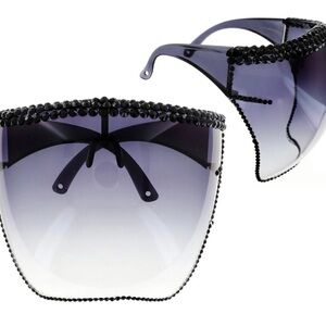 Black Beaded Women's Tinted shield